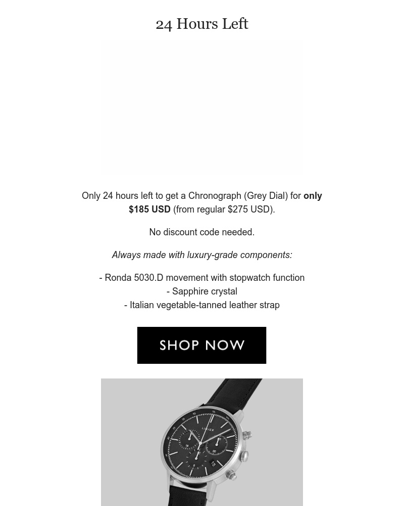 Screenshot of email with subject /media/emails/grey-dial-chronograph-flash-sale-24-hours-left-cropped-47dd9c7f.jpg