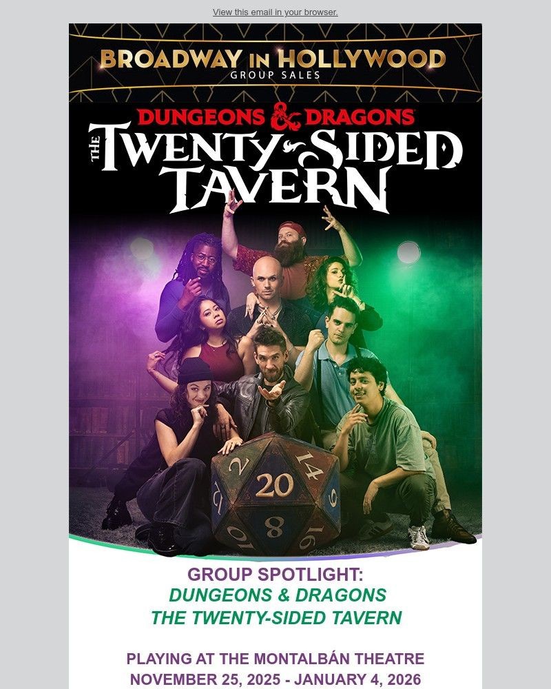 Screenshot of email sent to a Broadway in Hollywood Newsletter subscriber