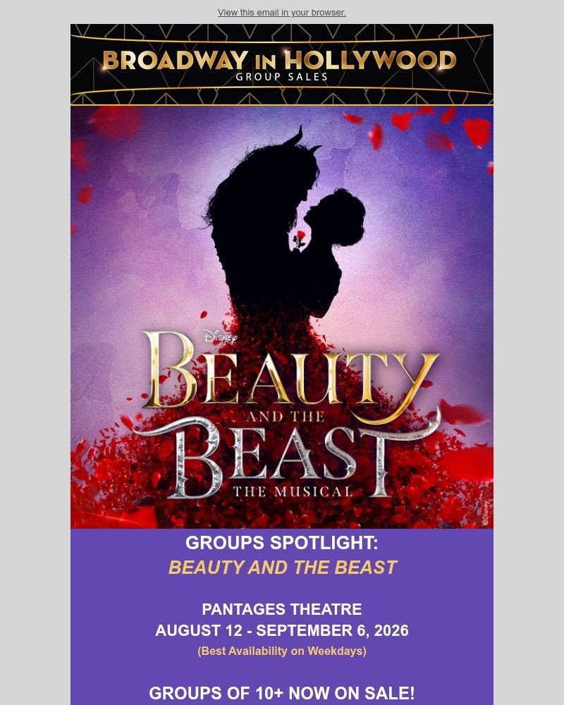 Screenshot of email sent to a Broadway in Hollywood Newsletter subscriber