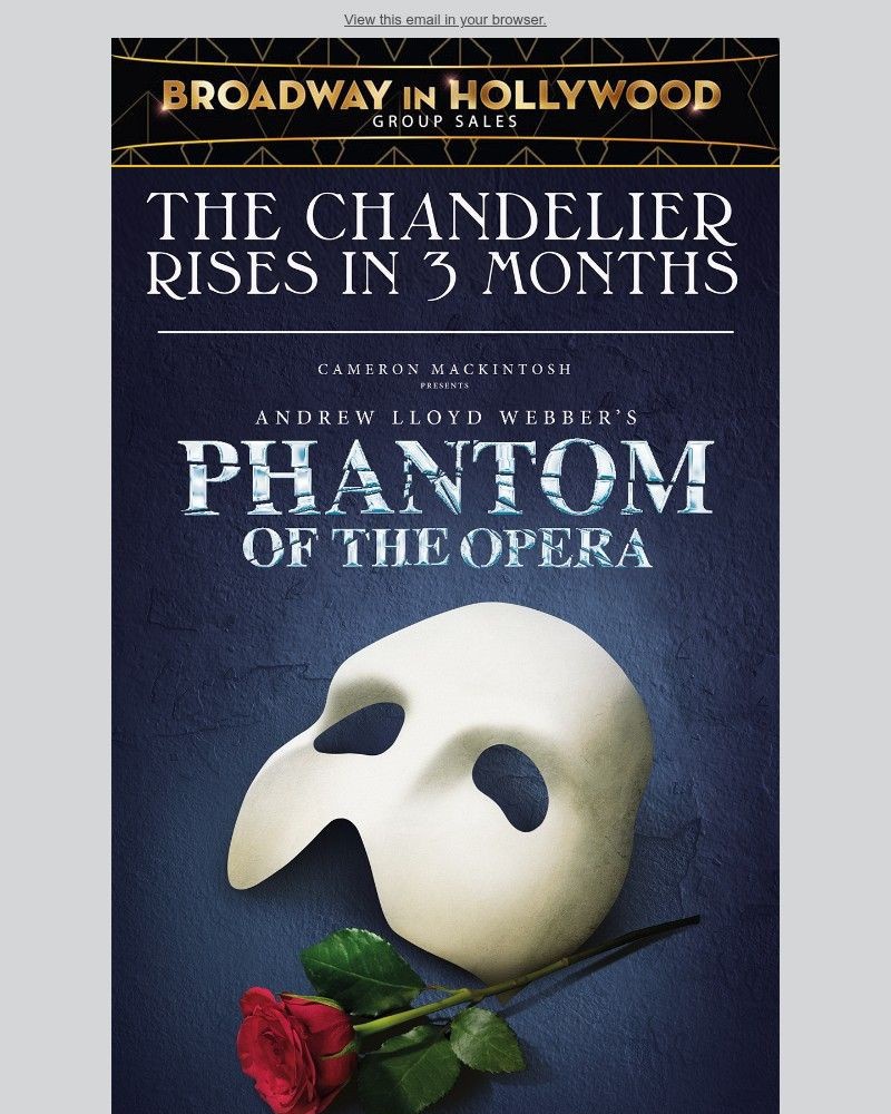 Screenshot of email sent to a Broadway in Hollywood Newsletter subscriber