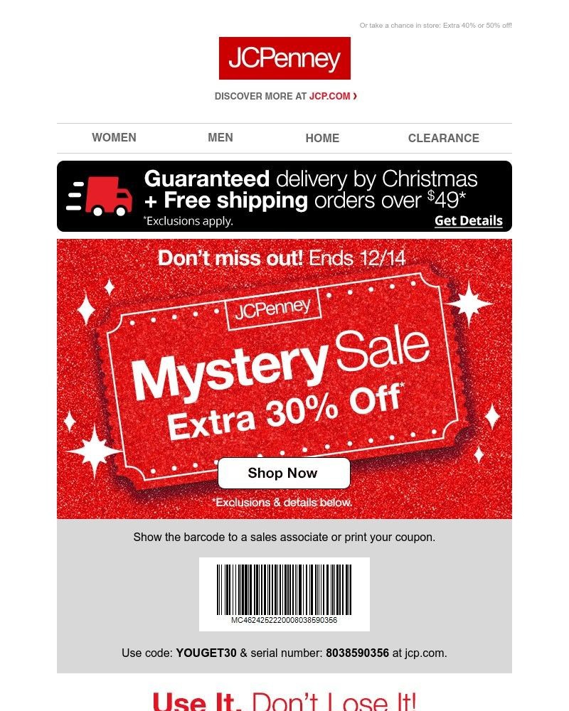 Screenshot of email with subject /media/emails/guaranteed-extra-30-off-mystery-sale-savings-d6aef9-cropped-64967c9e.jpg