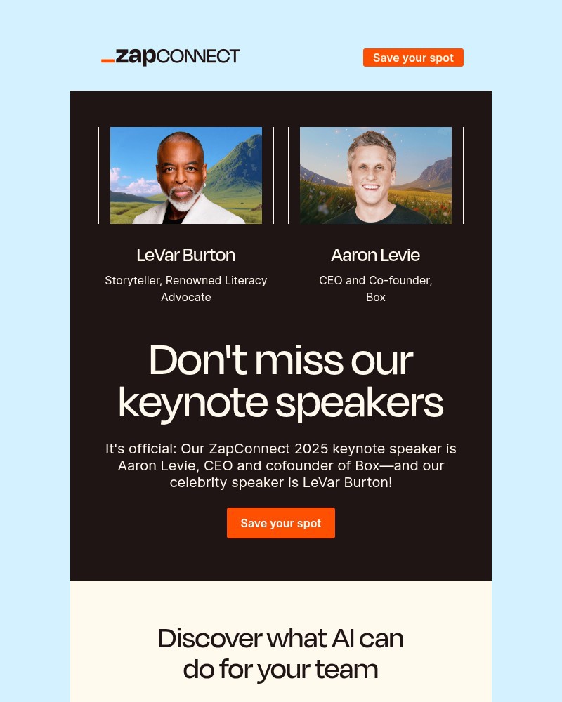 Screenshot of email with subject /media/emails/guess-whos-coming-to-zapconnect-2025-44cf21-cropped-9a77b7ce.jpg