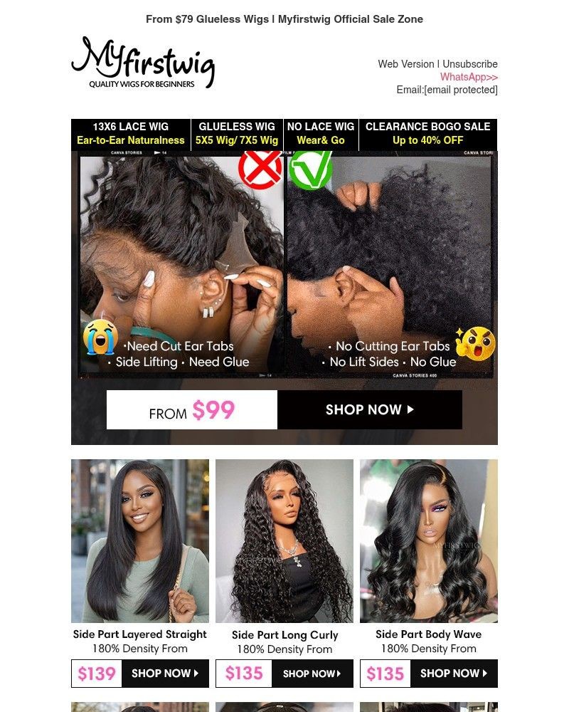 Screenshot of email sent to a My First Wig Newsletter subscriber