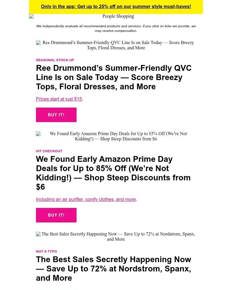 Screenshot of email sent to a People Newsletter subscriber