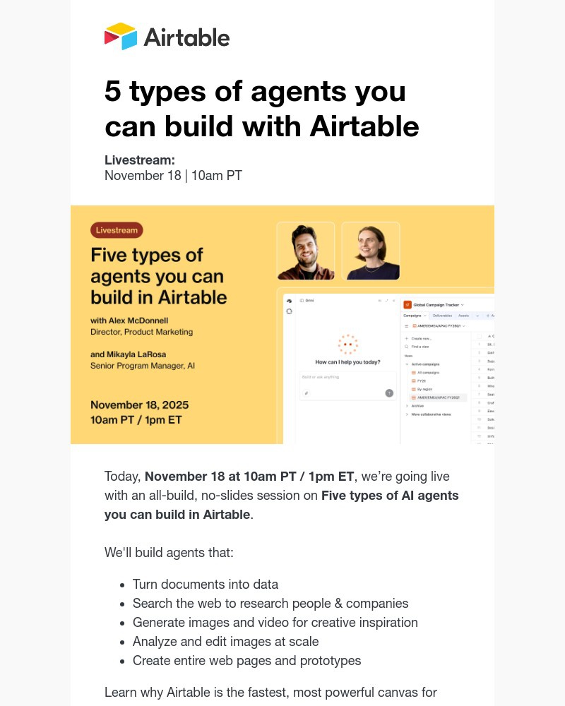 Screenshot of email sent to a Airtable Invited user