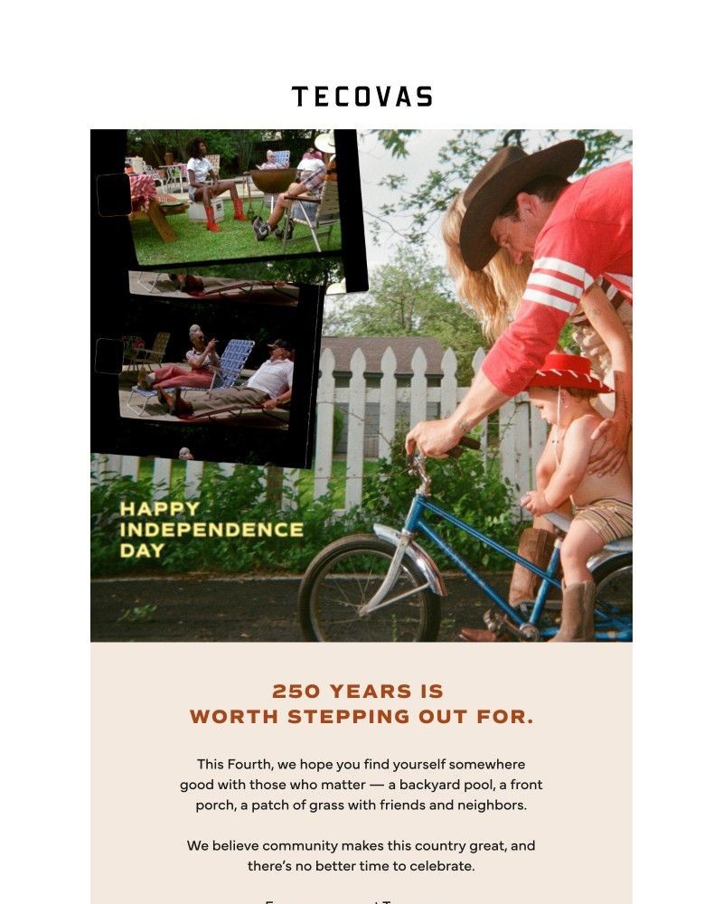 Screenshot of email sent to a Tecovas Newsletter subscriber