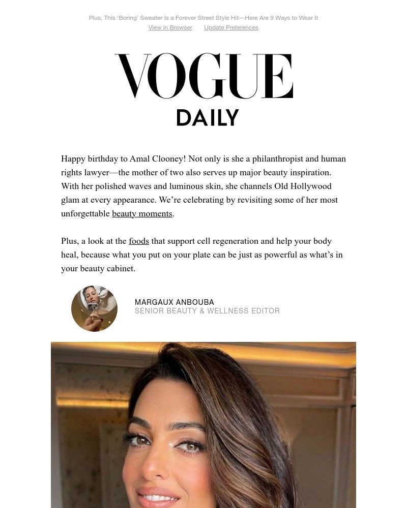 Screenshot of email sent to a Vogue Newsletter subscriber
