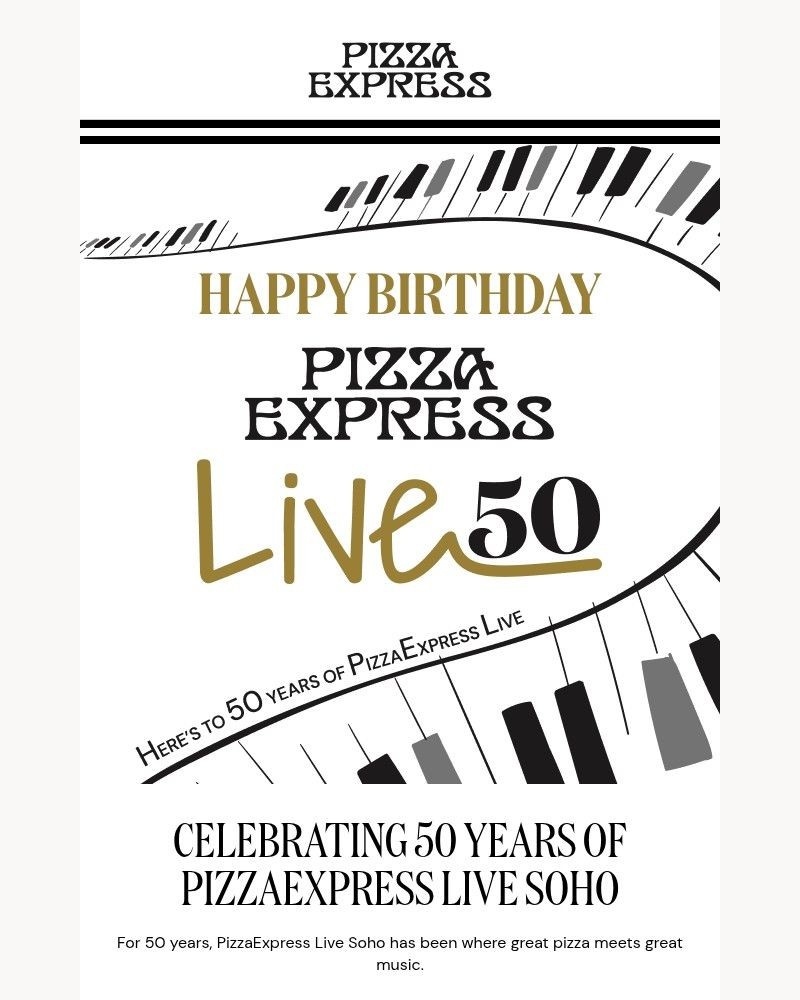 Screenshot of email sent to a Pizza Express Registered user