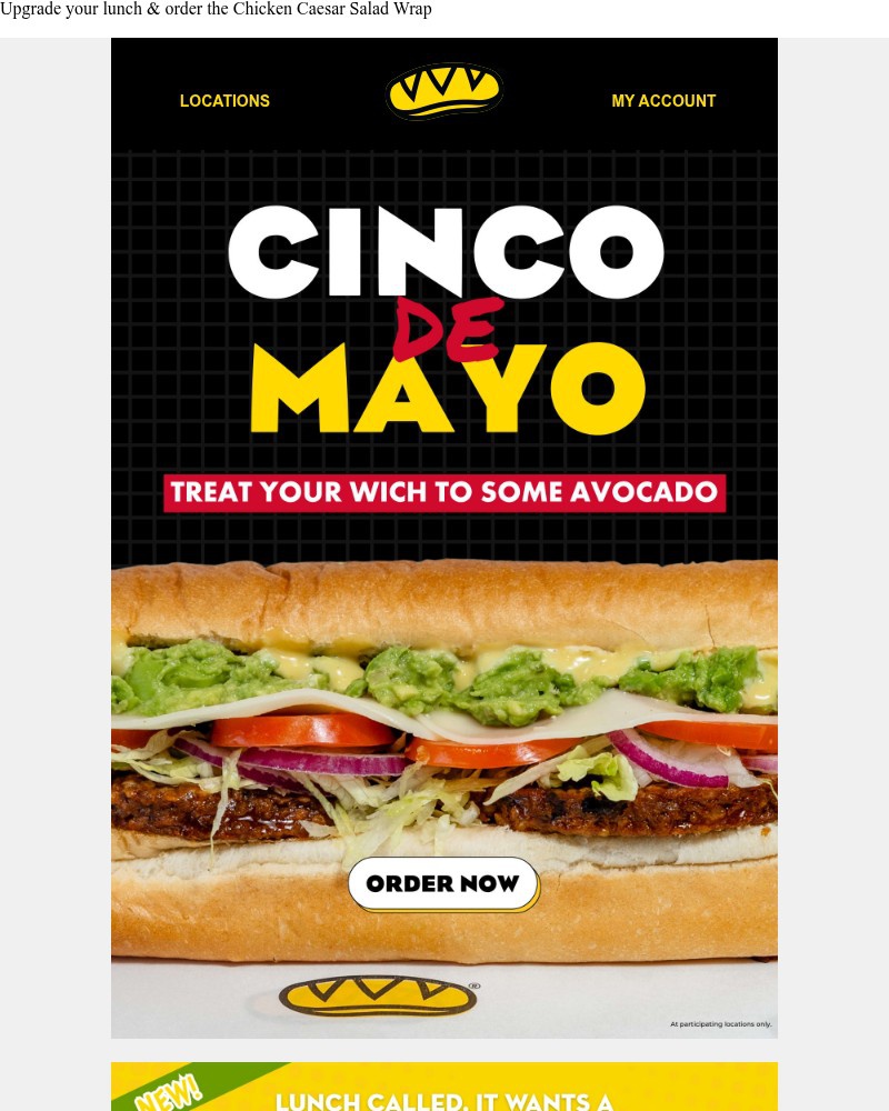 Screenshot of email sent to a Which Wich Registered user