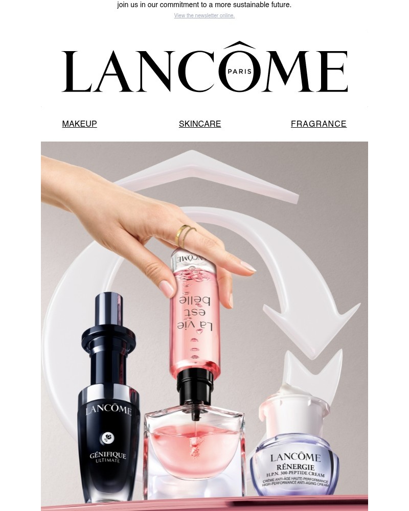 Screenshot of email sent to a Lancôme Newsletter subscriber