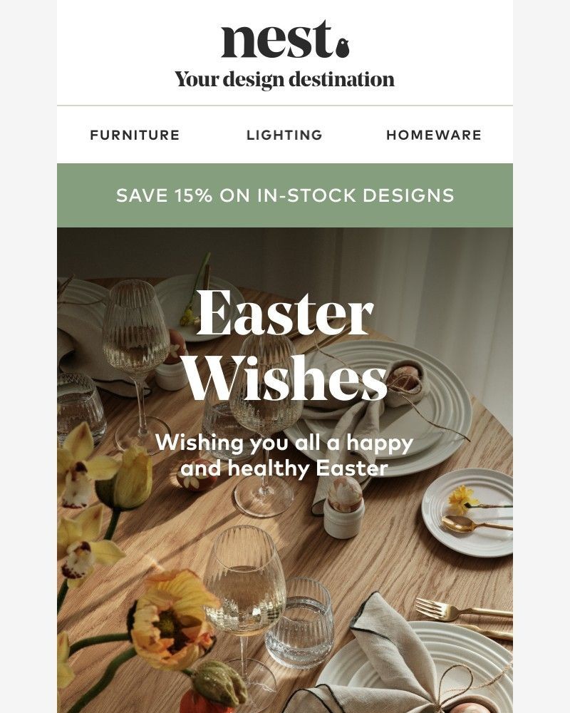 Screenshot of email sent to a Nest Furniture Cart abandoner