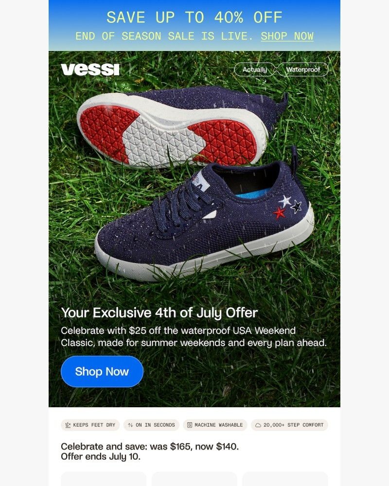 Screenshot of email sent to a Vessi Seller