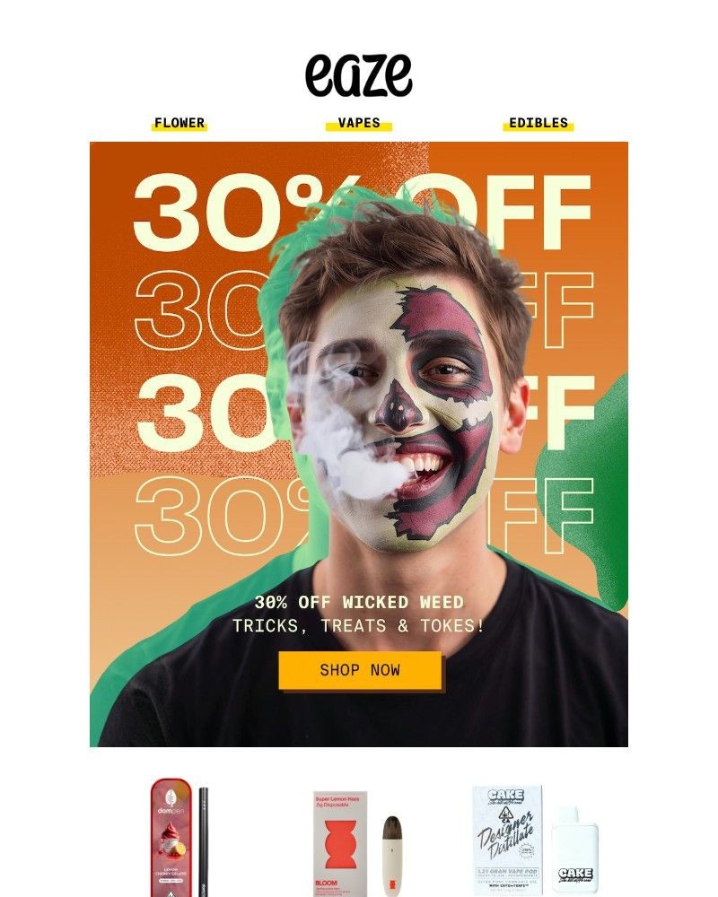 Screenshot of email sent to a Eaze Registered user