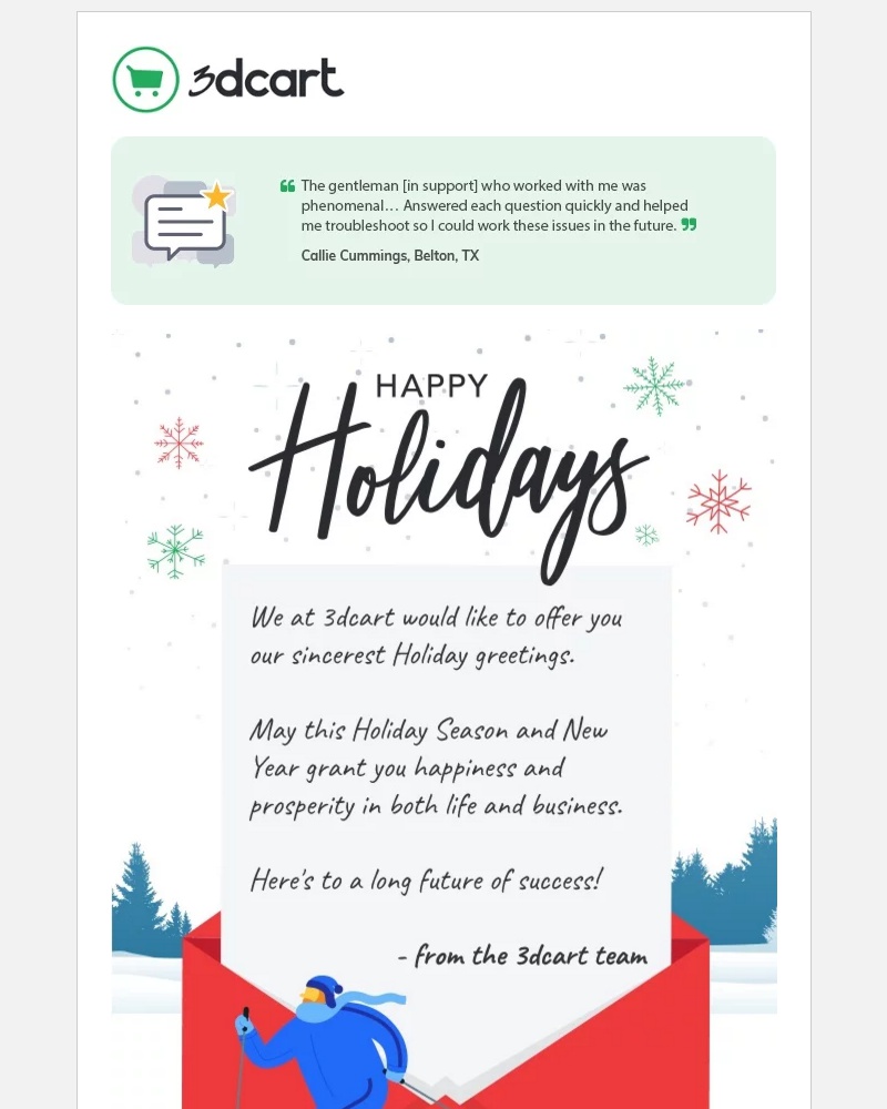 Screenshot of email with subject /media/emails/happy-holidays-from-3dcart-plus-6-free-months-offer-to-start-your-business-in-201_lmlKO3k.jpg