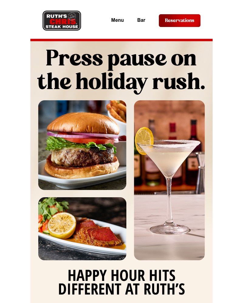 Screenshot of email sent to a Ruth’s Chris Newsletter subscriber