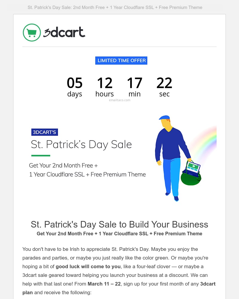 Screenshot of email with subject /media/emails/happy-st-patricks-day-start-an-online-business-with-website-theme-ssl-extra-month_nklWMuD.jpg