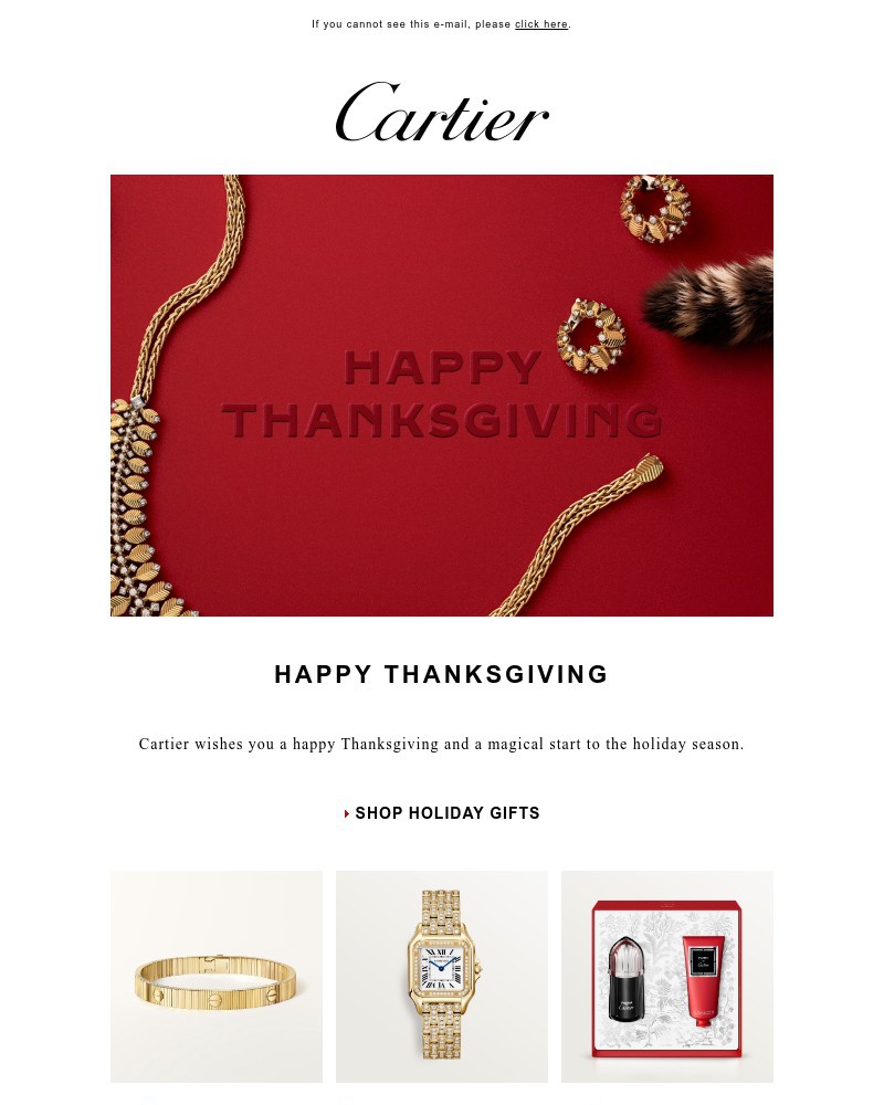 Screenshot of email sent to a Cartier Newsletter subscriber