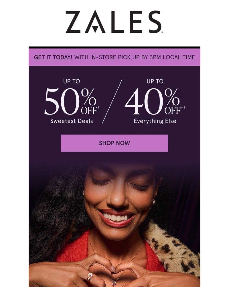 Screenshot of email sent to a Zales Newsletter subscriber