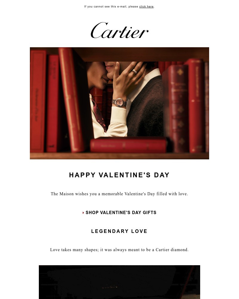 Screenshot of email sent to a Cartier Newsletter subscriber