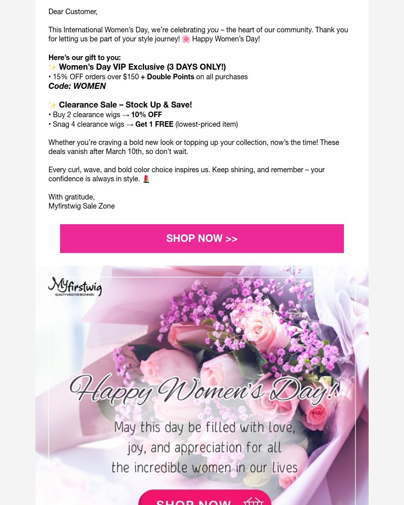 Screenshot of email with subject /media/emails/happy-womens-daywishes-vip-privilege-from-myfirstwig-sale-zone-3f72f7-cropped-9ed94334.jpg