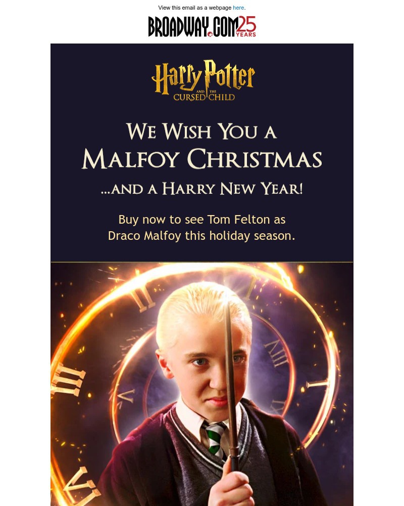 Screenshot of email sent to a Broadway NYC Newsletter subscriber