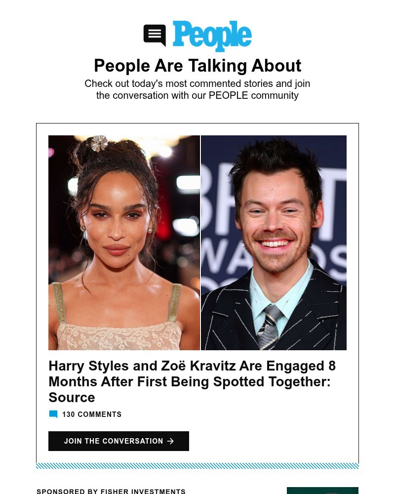 Screenshot of email sent to a People Newsletter subscriber