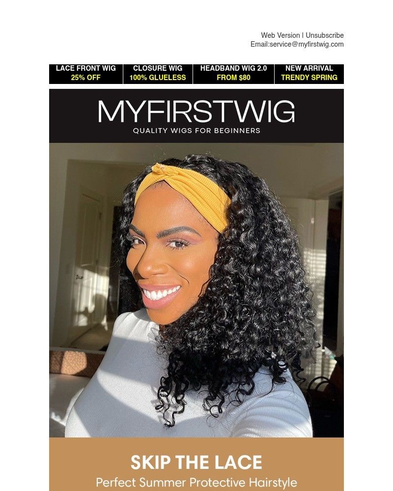 Screenshot of email sent to a My First Wig Newsletter subscriber