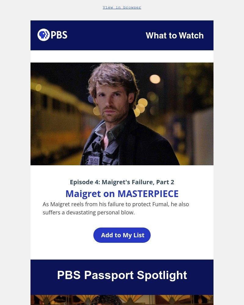 Screenshot of email sent to a PBS Newsletter subscriber