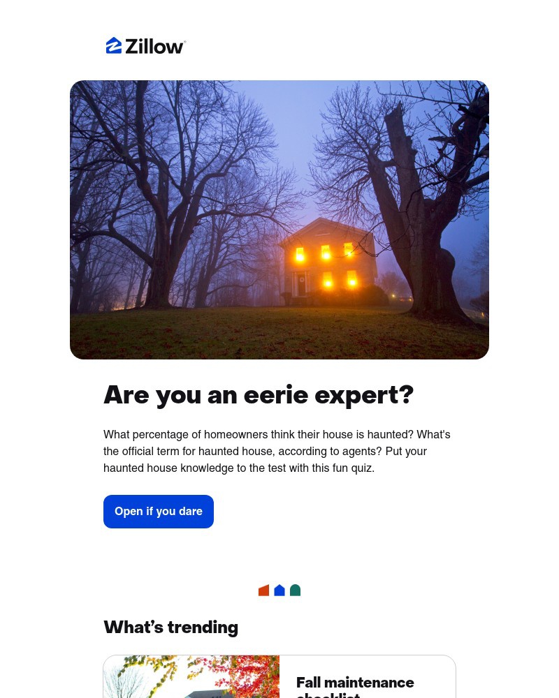 Screenshot of email sent to a Zillow Registered user