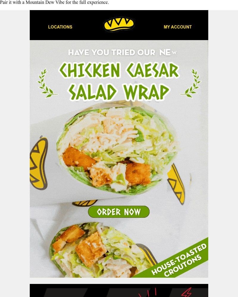 Screenshot of email sent to a Which Wich Registered user