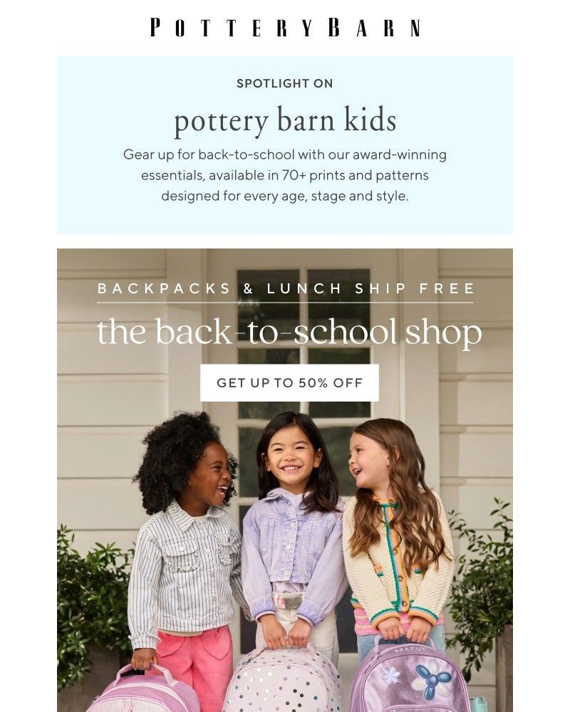 Screenshot of email sent to a Pottery Barn Cart abandoner