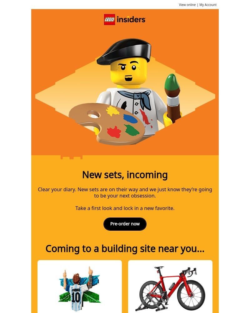 Screenshot of email sent to a Lego Registered user