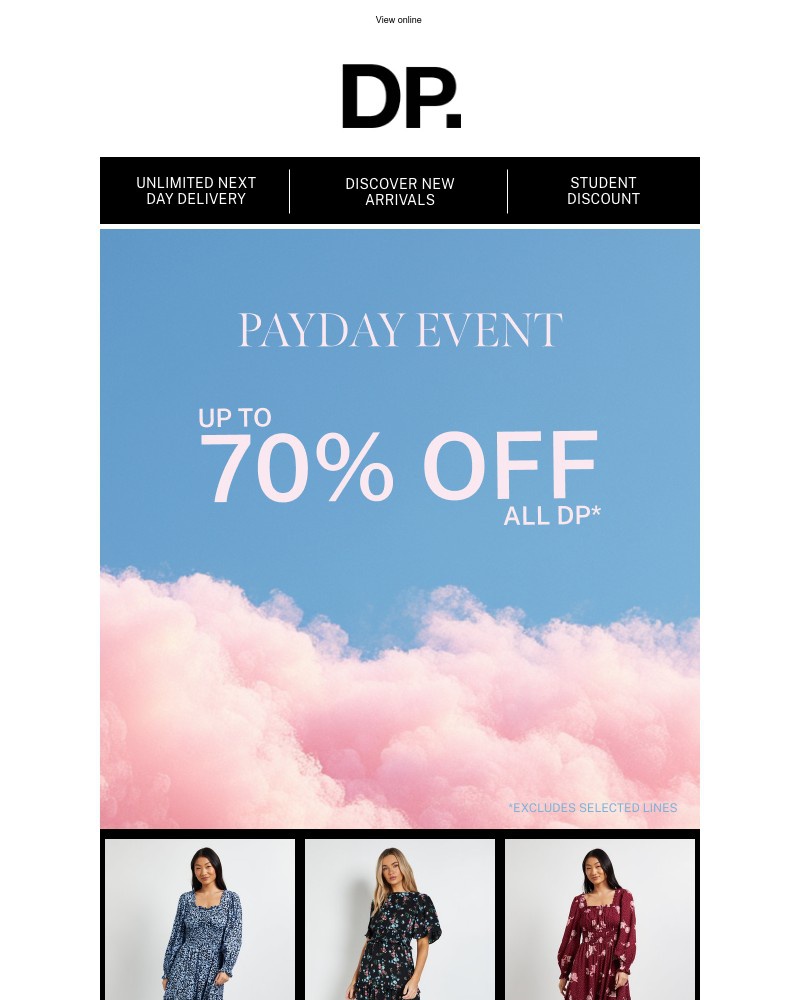 Screenshot of email sent to a Dorothy Perkins Newsletter subscriber