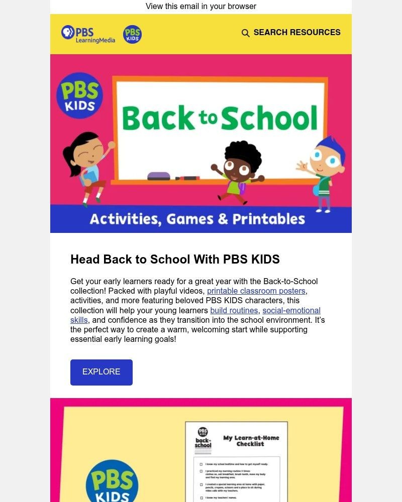 Screenshot of email sent to a PBS Newsletter subscriber