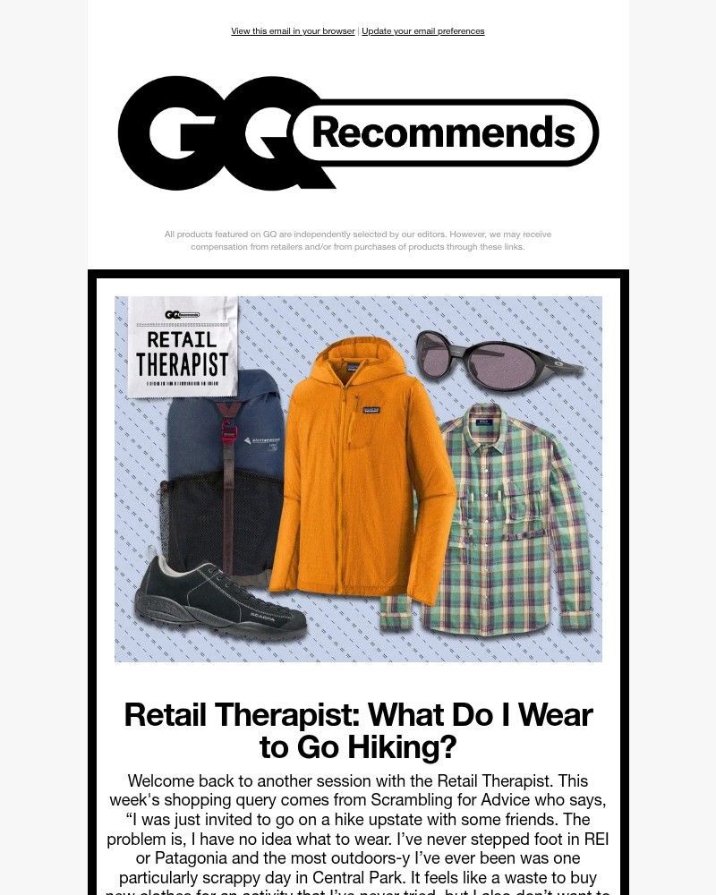 Screenshot of email sent to a GQ Newsletter subscriber