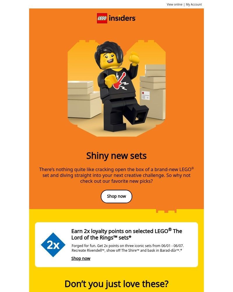 Screenshot of email sent to a Lego Registered user