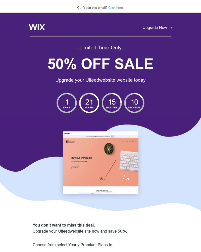 Screenshot of email with subject /media/emails/heres-50-off-upgrade-uifeedwebsite-to-a-premium-plan-7f2223-cropped-24c4c82c.jpg