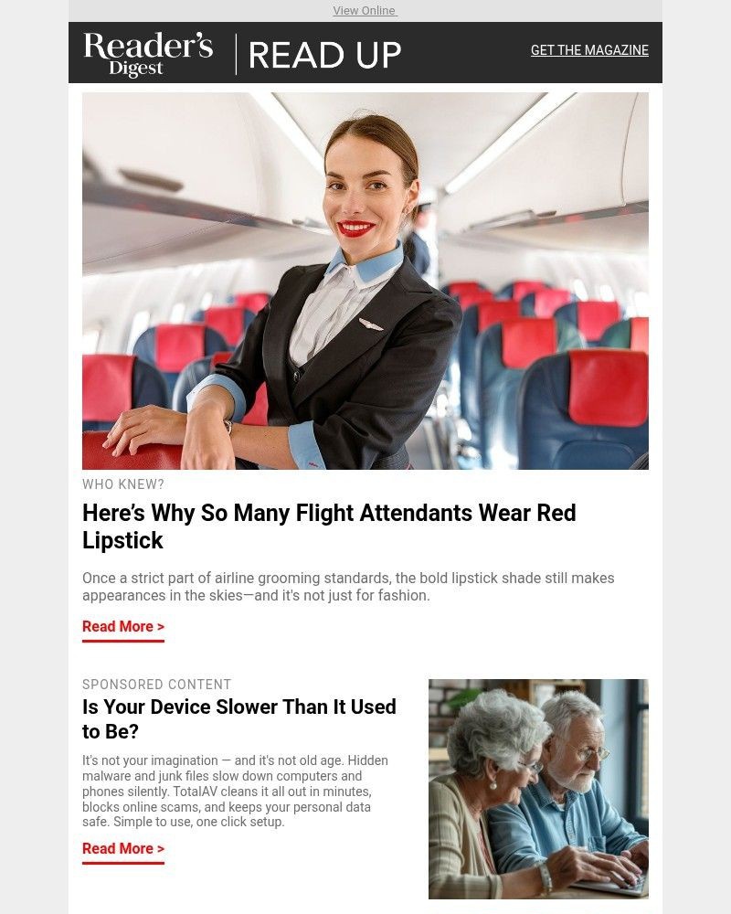 Screenshot of email sent to a Reader’s Digest Newsletter subscriber