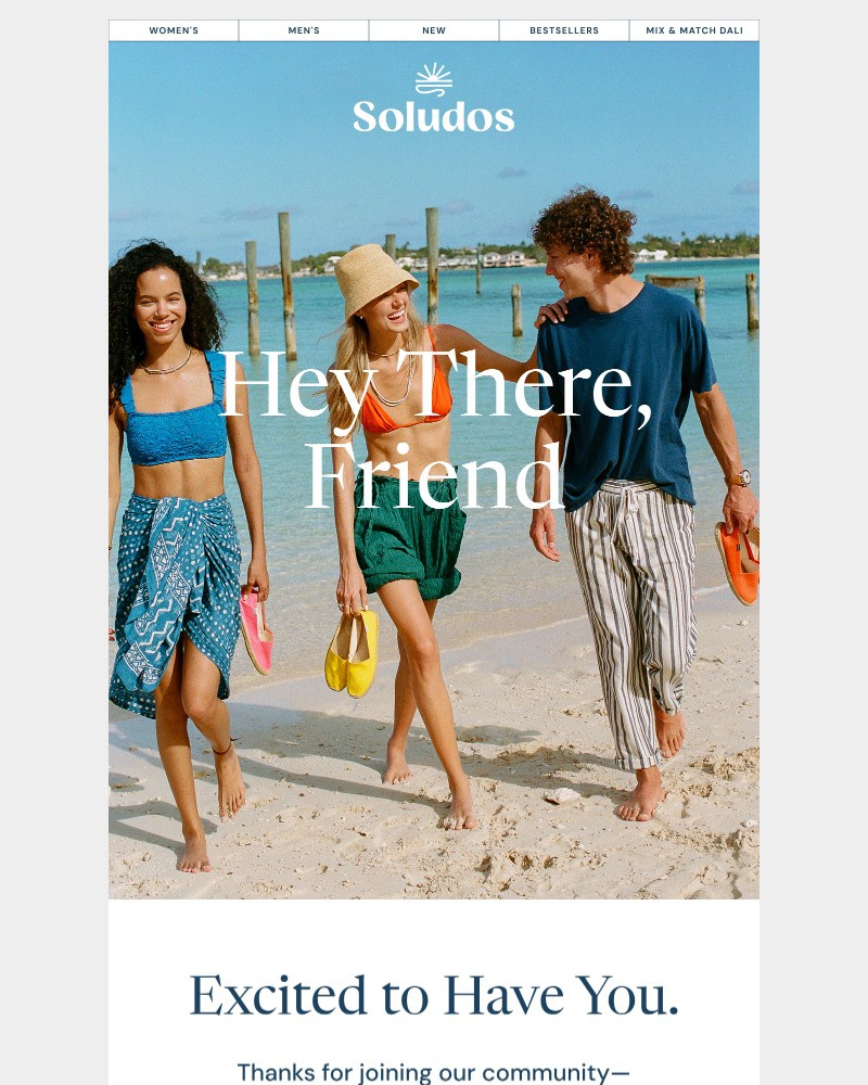 Screenshot of email sent to a Soludos Newsletter subscriber