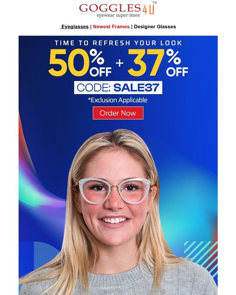 Screenshot of email sent to a Goggles4u Newsletter subscriber