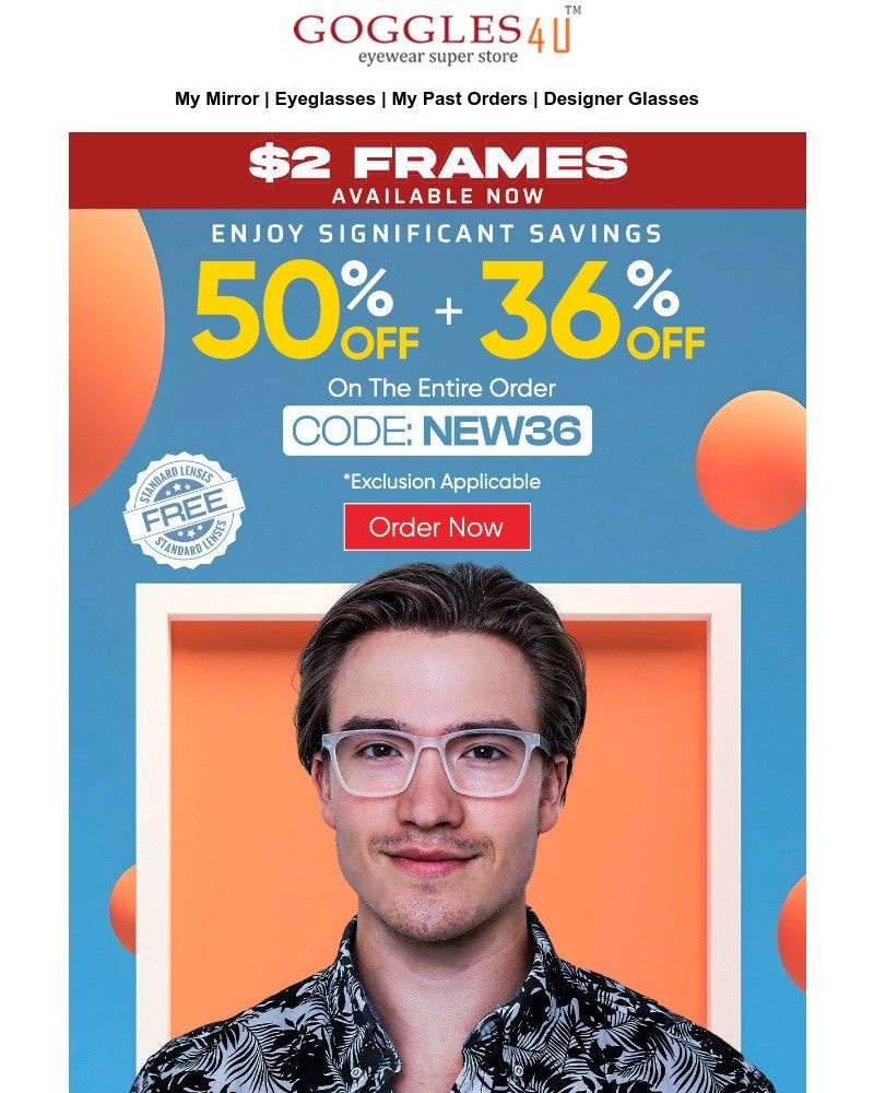 Screenshot of email sent to a Goggles4u Newsletter subscriber