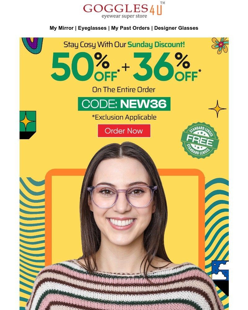 Screenshot of email sent to a Goggles4u Newsletter subscriber