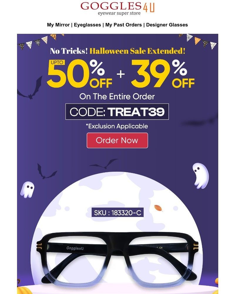 Screenshot of email sent to a Goggles4u Newsletter subscriber