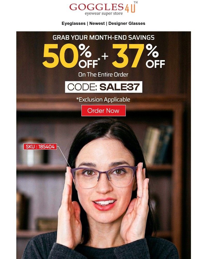 Screenshot of email sent to a Goggles4u Newsletter subscriber