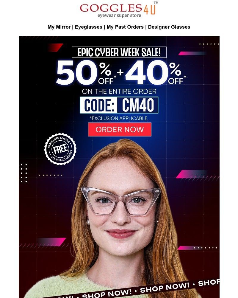 Screenshot of email sent to a Goggles4u Newsletter subscriber