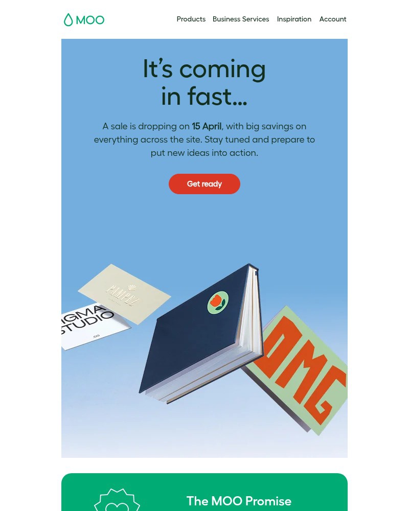 Screenshot of email sent to a Moo Newsletter subscriber