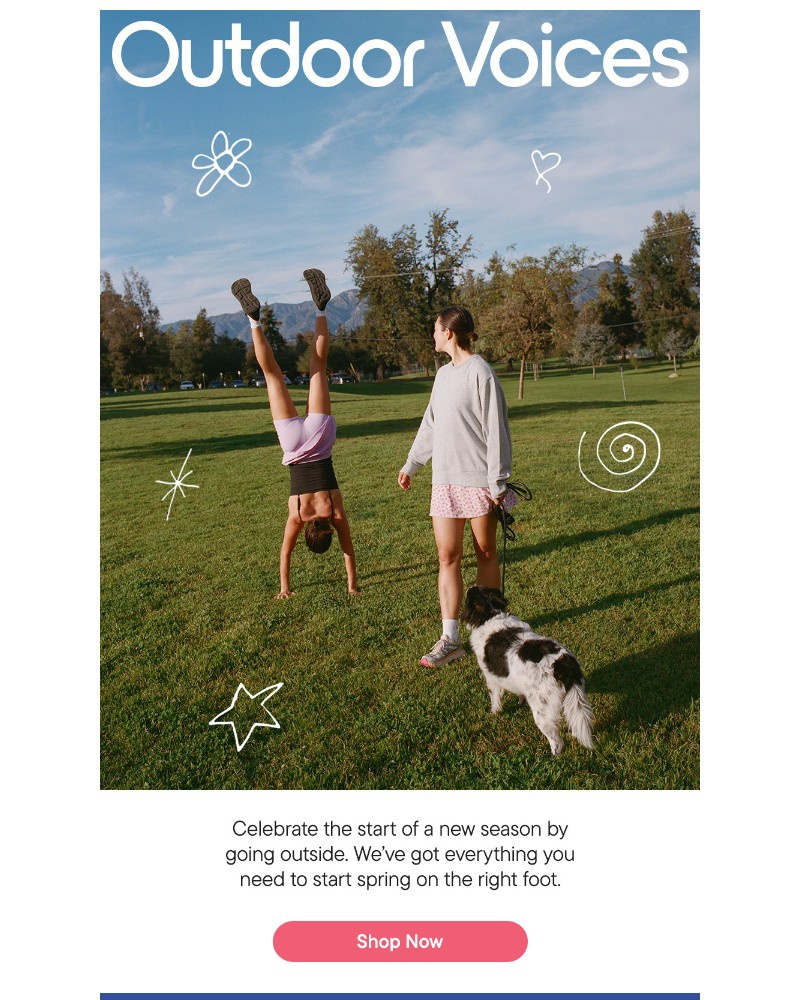 Screenshot of email sent to a Outdoor Voices Newsletter subscriber