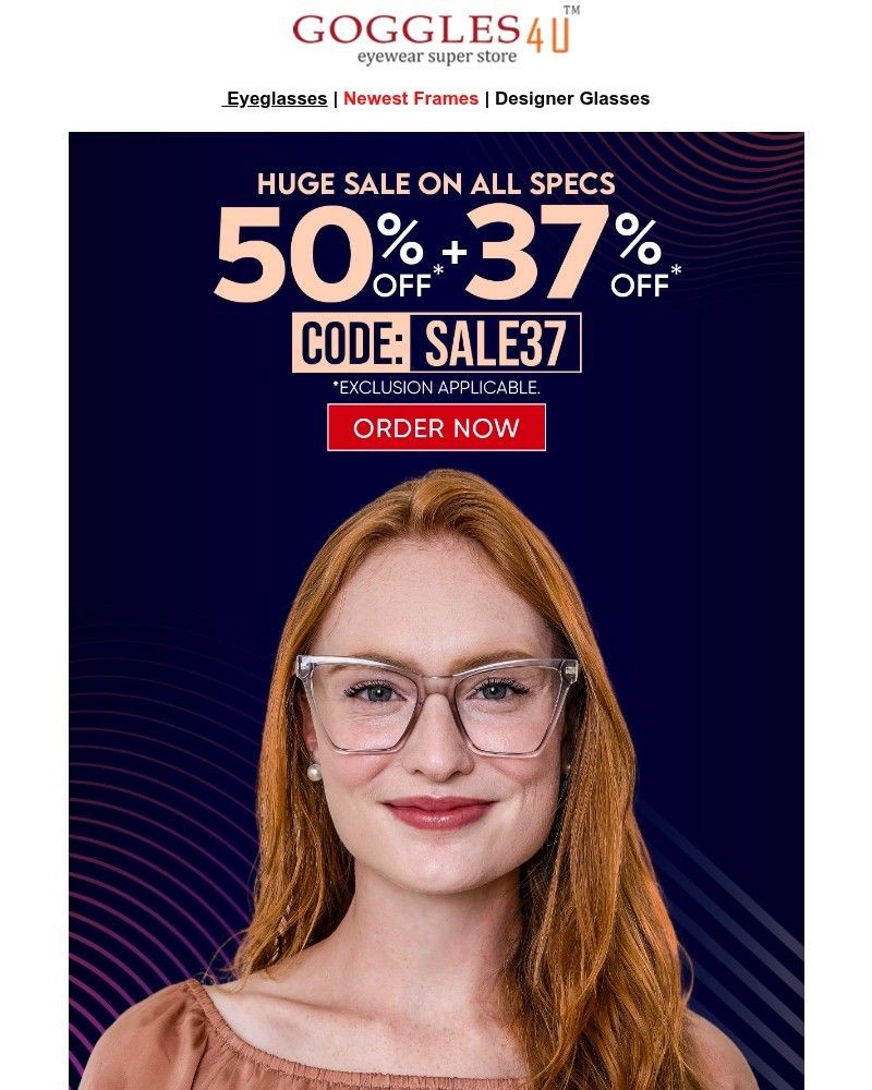 Screenshot of email sent to a Goggles4u Newsletter subscriber