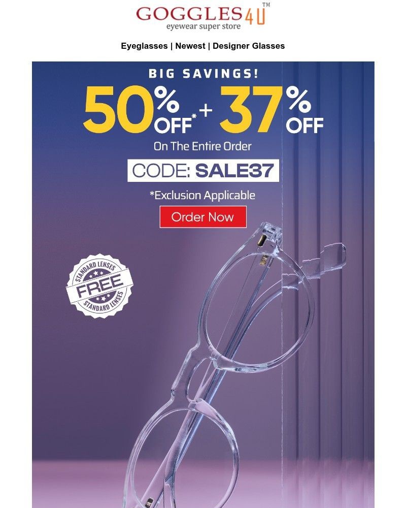 Screenshot of email sent to a Goggles4u Newsletter subscriber