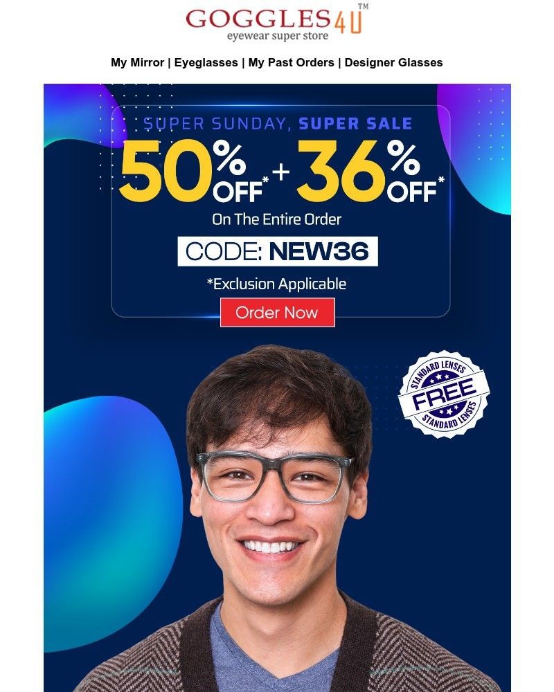 Screenshot of email sent to a Goggles4u Newsletter subscriber